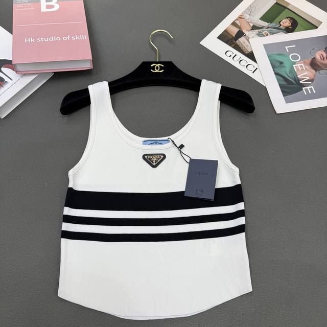 25 Summer Prada * Women's clothing, U-neck elastic triangle brand trendy cool ve