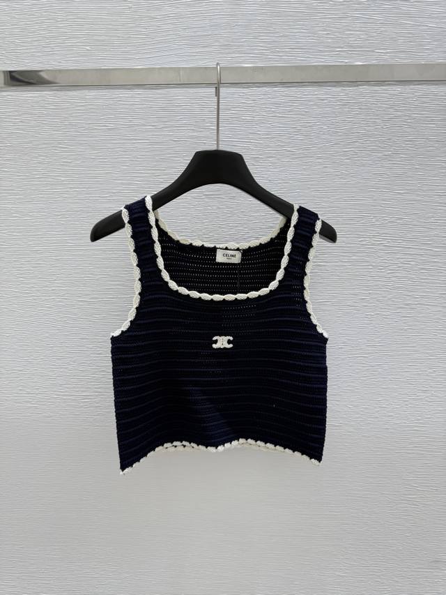 Ce's new summer round neck knitted vest Color: Royal Blue Size: 36.38.40