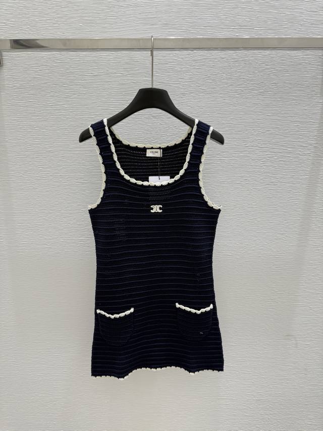 Ce summer new round neck knitted vest dress Color: Royal Blue Size: 36.38.40
