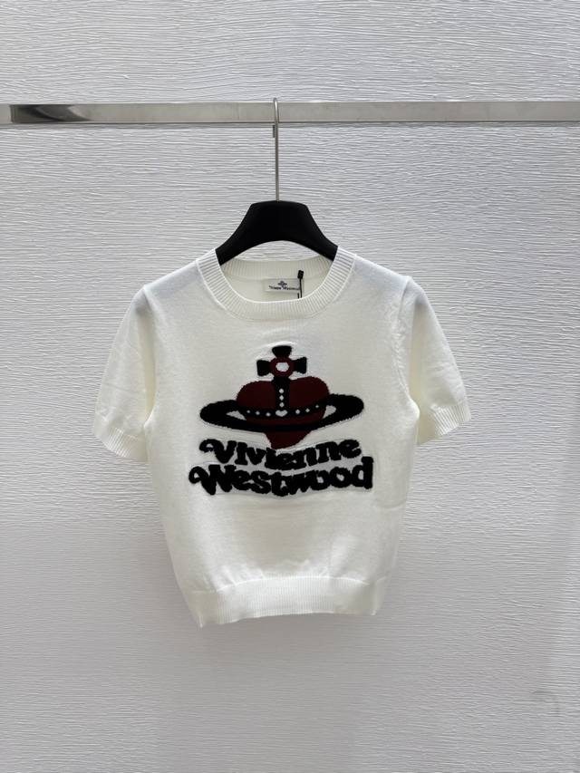 Vi's new summer Saturn knitted short-sleeved shirt Color: White Size: 36.38.40