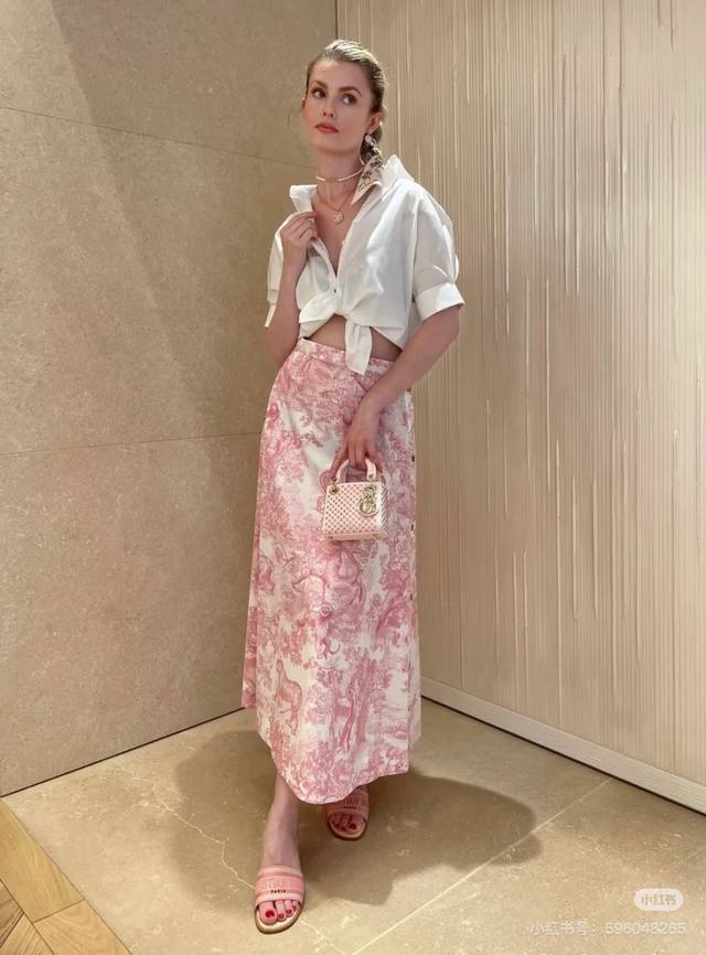 D's new summer tiger print button long skirt Color: blue pink Size: 36.38.40