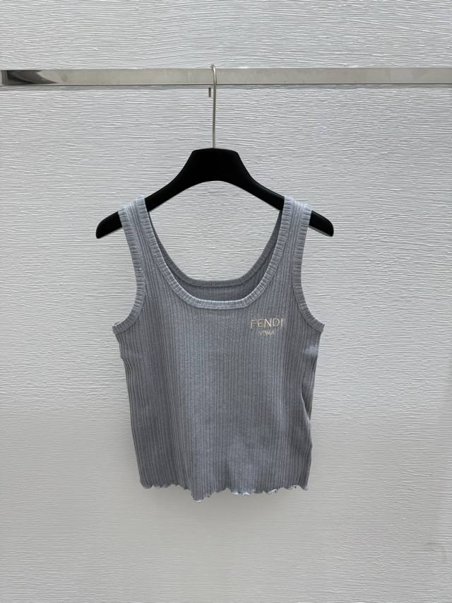 F home summer new letter knitted short vest Color: gray Size: 36.38.40