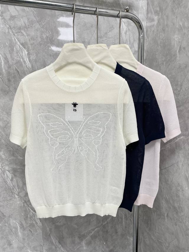 New Cd 2025 new mesh bee embroidery big butterfly dark pattern breathable short