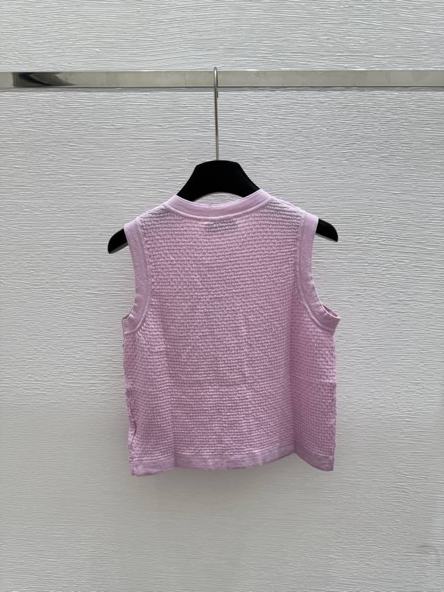 CH's new summer round neck knitted vest Color: pink white Size: 36.38.40
