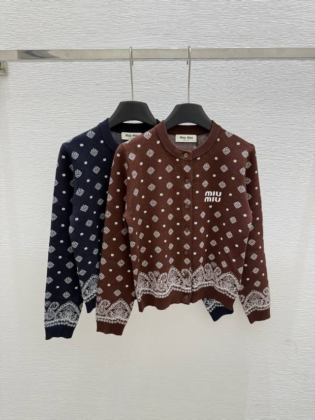 M's new summer printed cardigan knitted long sleeves Color: Cardigan royal blue