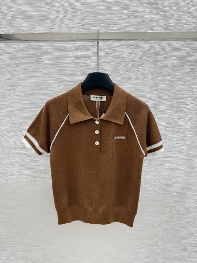 M's new summer lapel knitted short sleeves Color: Brown Size: 36.38.40