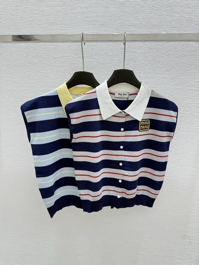 M's new summer lapel knitted vest Color: white yellow Size: 36.38.40