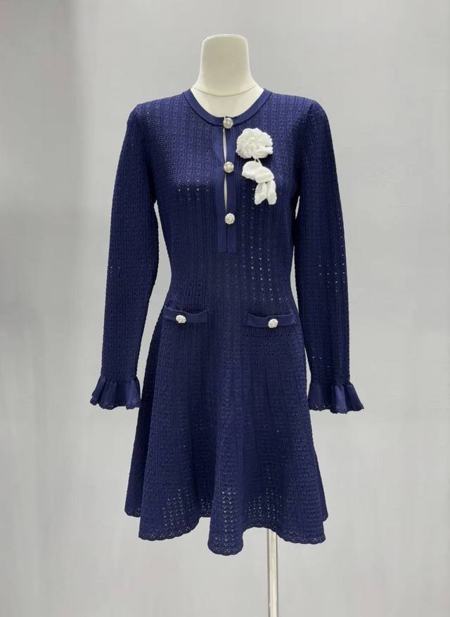 New 1:1 quality Self-Portrai 25 Early Autumn new navy blue hook elegant knitted