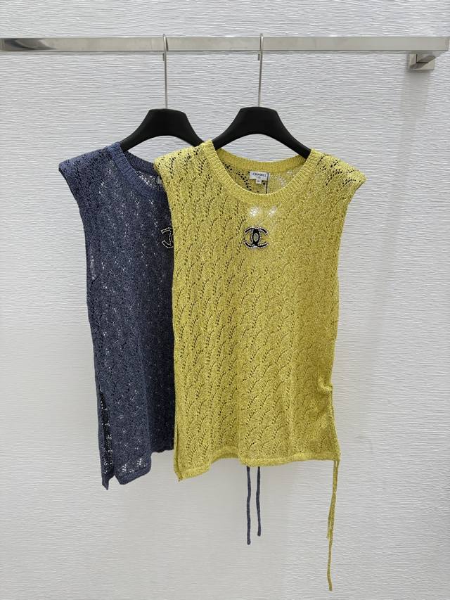 Ch's new summer strappy knitted vest Color: yellow gray Size: 36.38.40