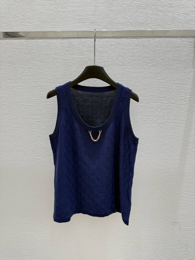 L' s new summer round neck knitted chain vest Color: Royal Blue Size: 36.38.40