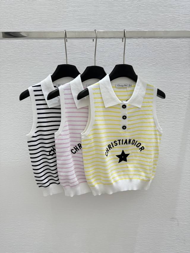 D's new summer lapel knitted vest Color: yellow pink black Size: 36.38.40