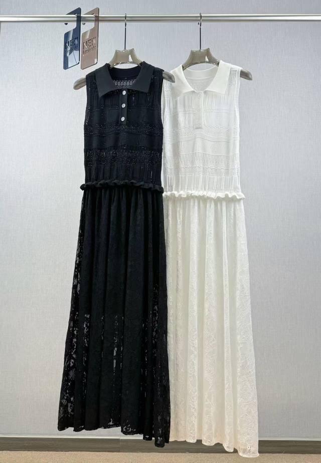 Niche Lapel splicing lace dress 100% Tencel Tencel has a soft texture and smooth