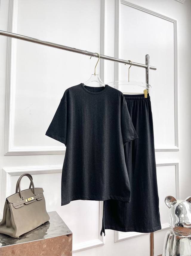 Set Korean style simple and fashionable round neck short-sleeved T-shirt + elast