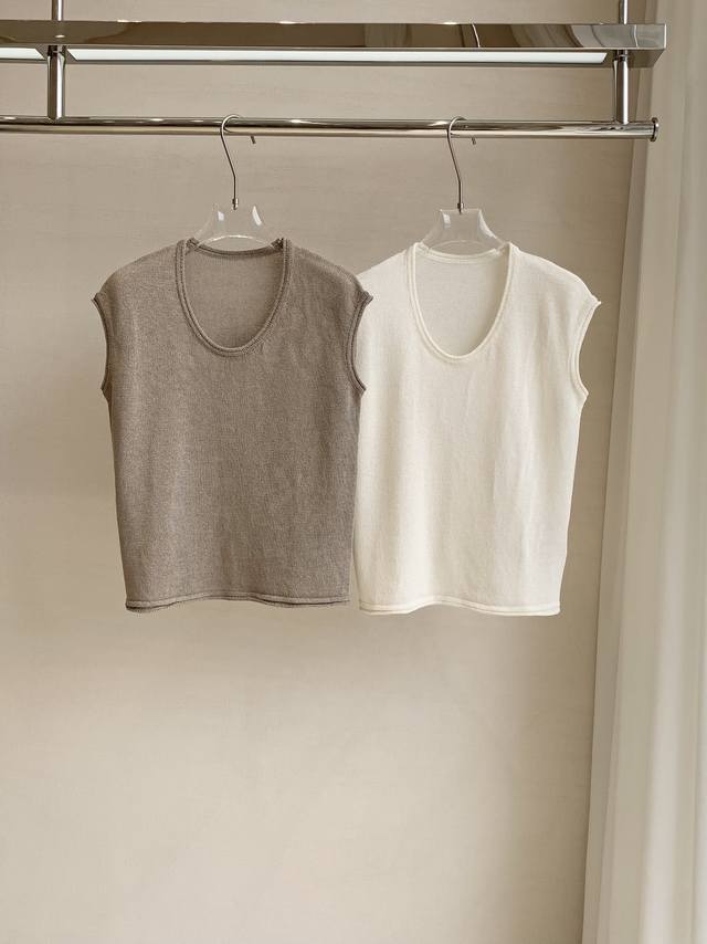 2025 new summer U-neck sleeveless knitted vest Fabric: 31%+ imported Japanese pa