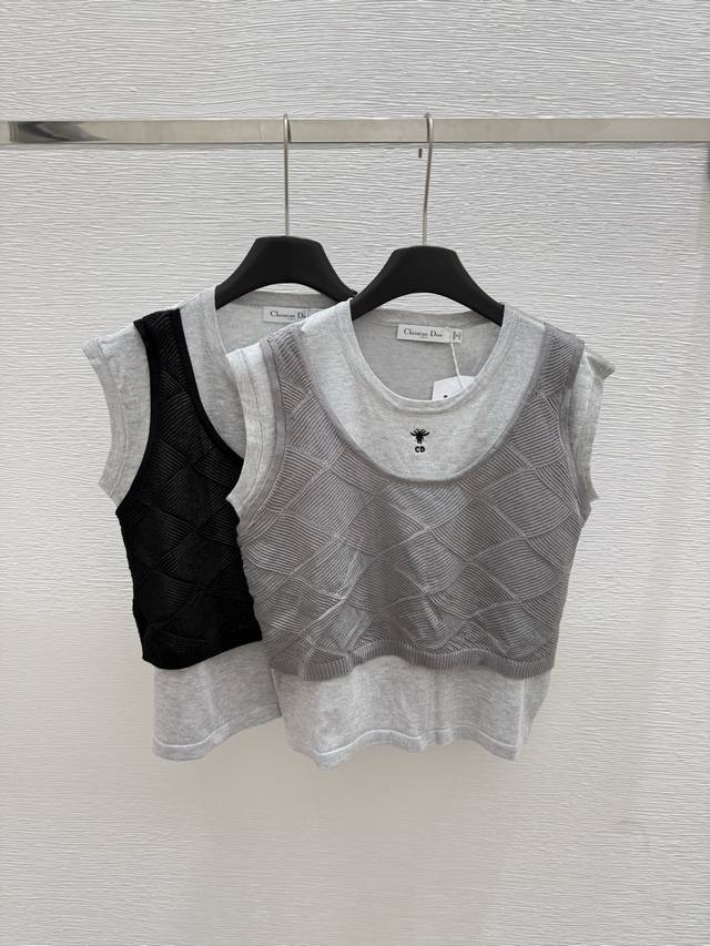 D's new summer fake two-piece knitted vest Color: gray black Size: 36.38.40