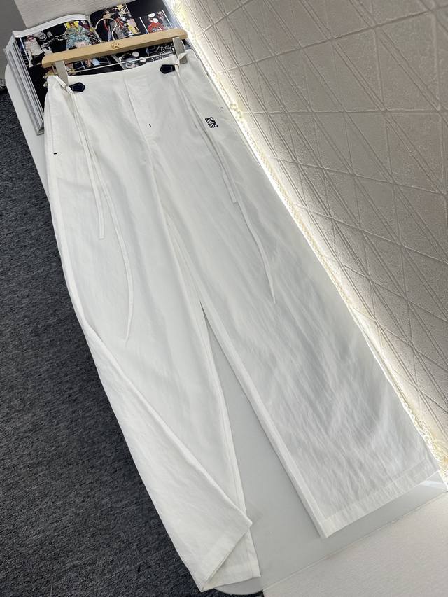 Loew* 2025 new arrival drawstring cotton and linen wide-leg trousers Customized