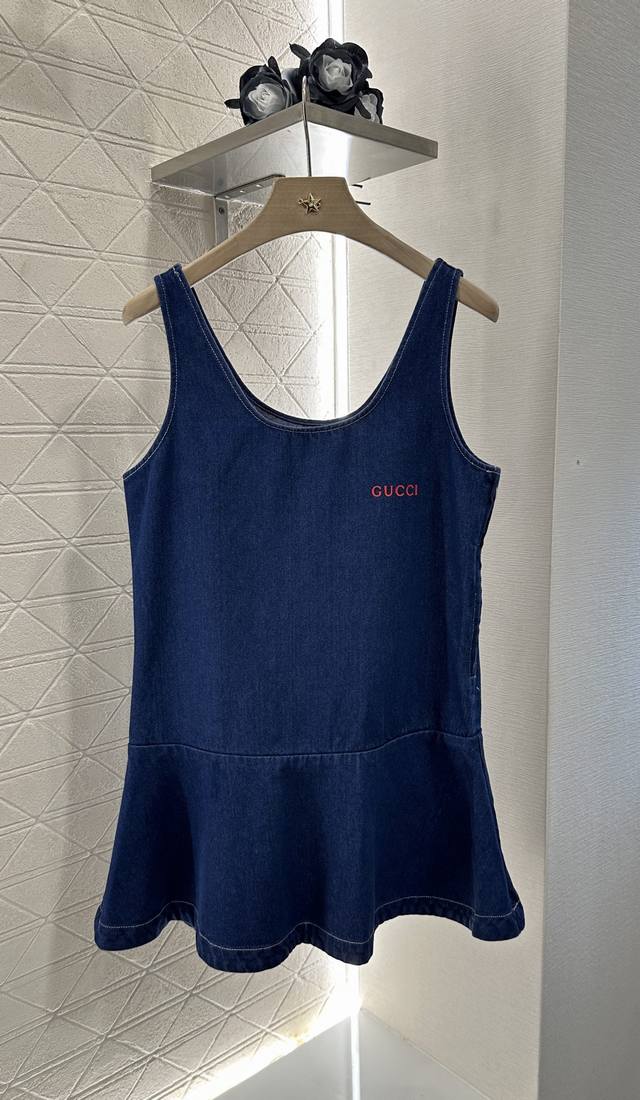 Gucc* 2025 New arrival Fishtail sleeveless vest dress Customized Yb twill cotton