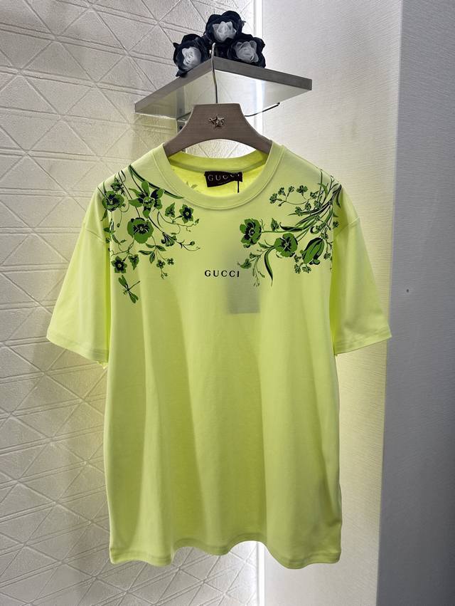 Gucc* 2025 New arrivals Printed round neck Customized Yb Original cotton materia