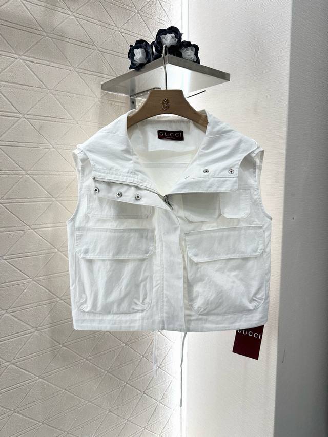 Gucc* 2025 New arrivals Hooded vest with flap trousers set Customized Yb twill c