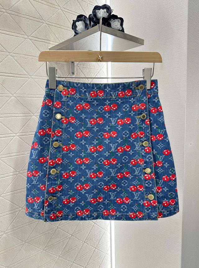 Louis Vuitto* 2025 new arrivals Denim vest skirt set Customized Yb twill cotton