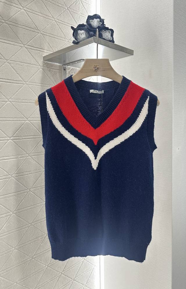 Miumi* 2025 new products on the shelves College knitted vest Customized Yb wool