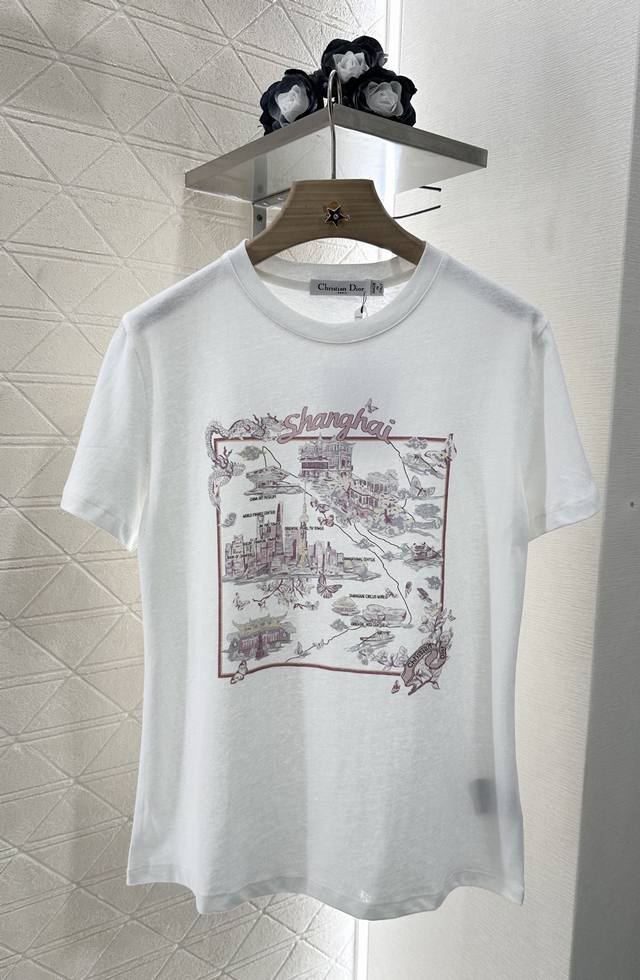 Dio* 2025 new arrivals City view round neck print Customized Yb Cotton and linen