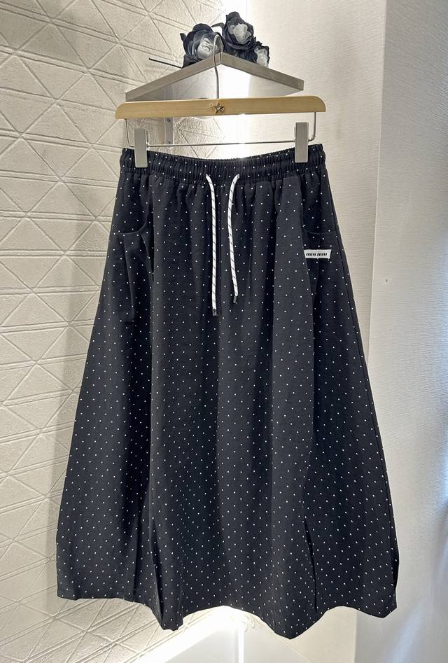 Miumi* 2025 new arrivals hot diamond drawstring skirt Customized Yb imported twi