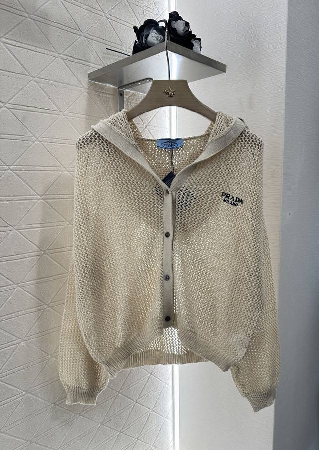 Prad* 2025 New arrivals Hooded knitted cardigan Customized Yb cotton yarn woven
