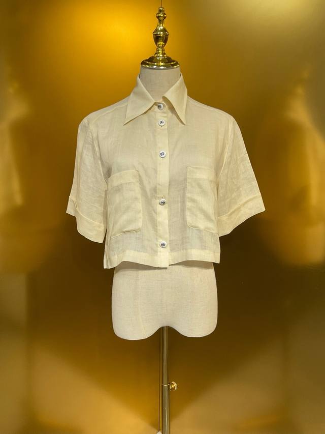 Linen Fashion Short Shirt Yellow Apricot Khaki Three Colors Smlxlxxl