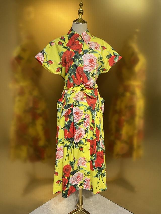 P290 Dg new yellow rose cotton custom button shirt cotton pocket waist button sk