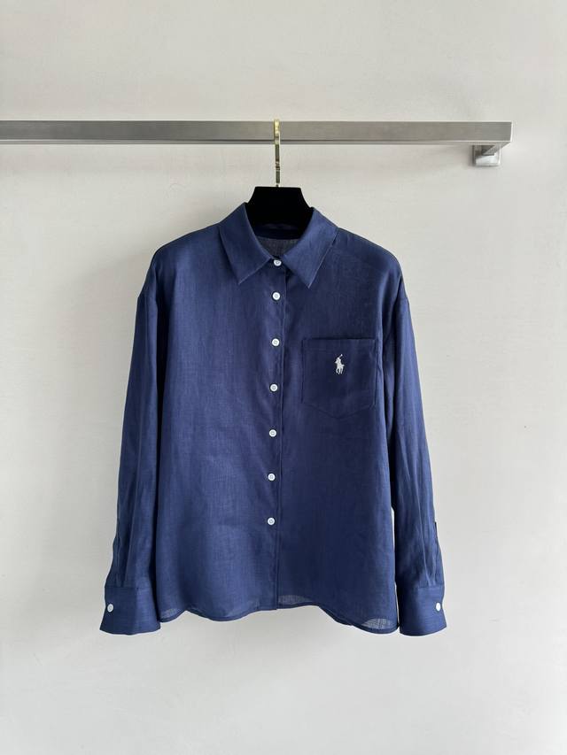 Ralphlaur* 25Ss new linen long-sleeved shirt with a lively summer temperament. T