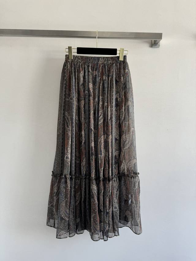 Sait Lauren* 25Ss retro paisley print skirt, light fabric feels good, elastic wa