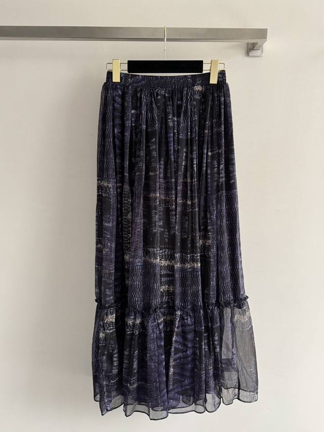 Sait Lauren* 25Ss retro printed skirt, light fabric feels good, elastic waist de