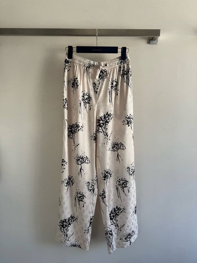 Louis Vuitto* 25Ss printed drawstring trousers, imported silk blended fabric wit