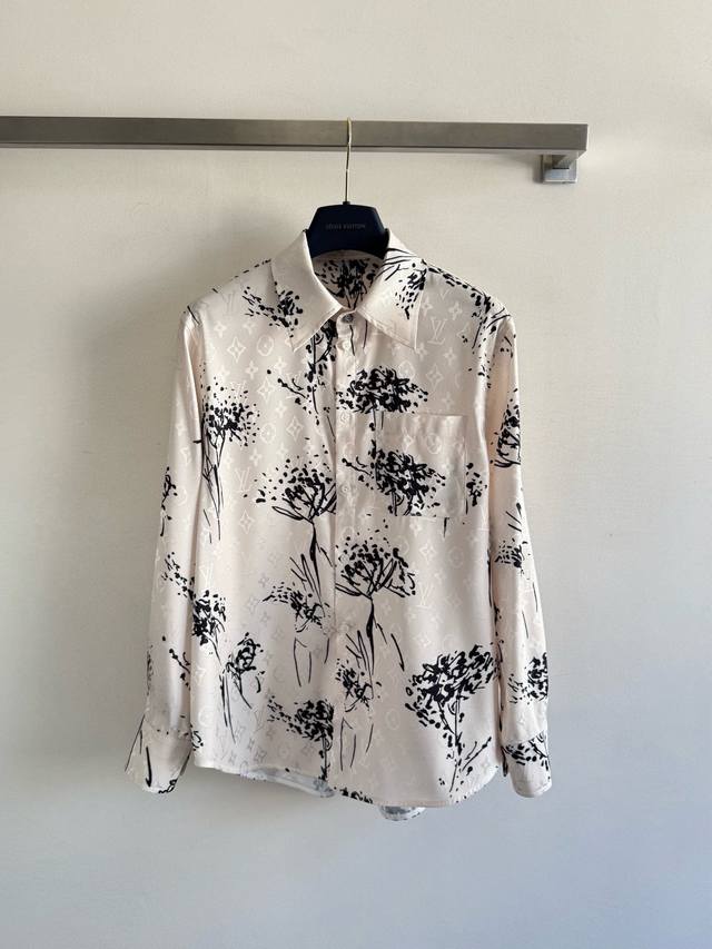Louis Vuitto* 25Ss Printed long-sleeved shirt Imported silk blended fabric has a