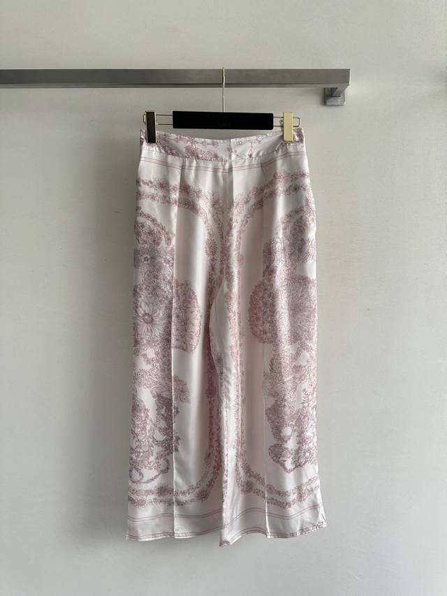 Herme* 25Ss new twill silk pants, satin silk is smooth and comfortable, full of