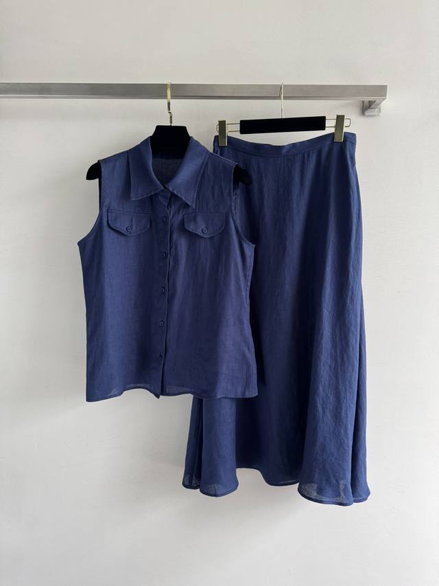 Colomb* 25Ss new sleeveless shirt set, custom-made 100% linen fabric, thin, soft