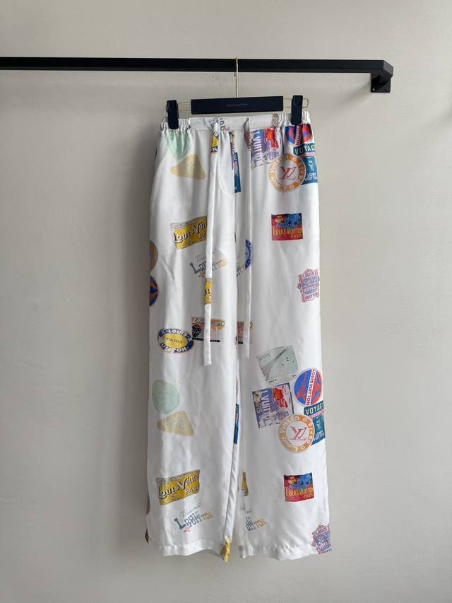 Louis Vuitto* 25Ss new drawstring straight silk trousers, made of twill silk, th