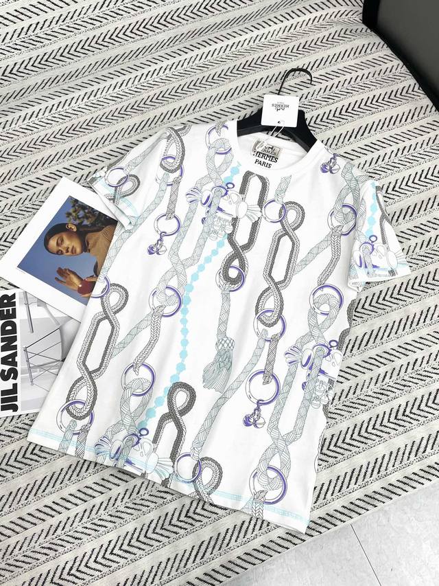 25Ss New for early spring Hermes full print lock rope print Logo letter pattern