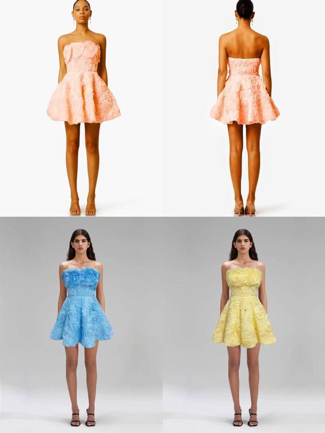 New Tube Top 3D Flower Waist Dress Smlxl