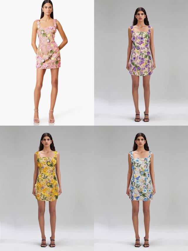 New Suspender Heavy Embroidery Three-Dimensional Flower Dress Smlxl