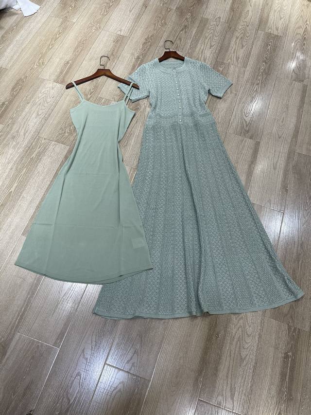 New Round Neck Buttoned Waist Dress with Suspenders Smlxl