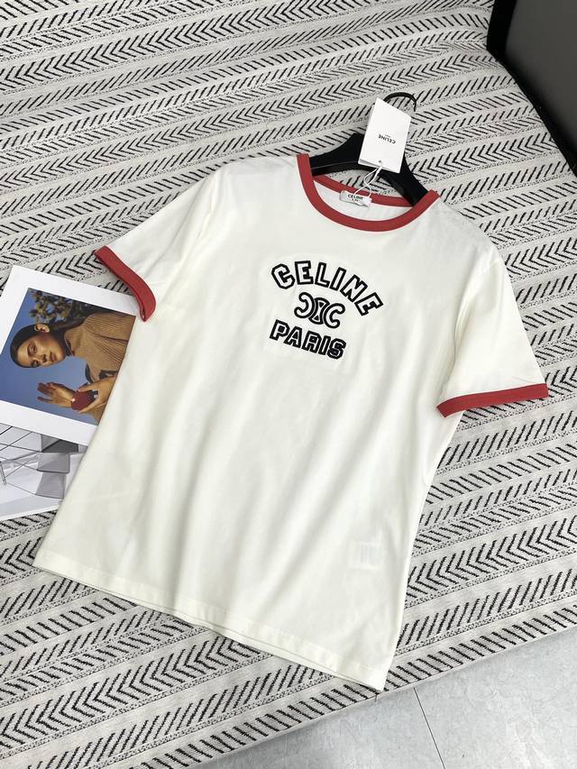 25Ss New style for early spring Celine colorblock collar embroidered letters sim