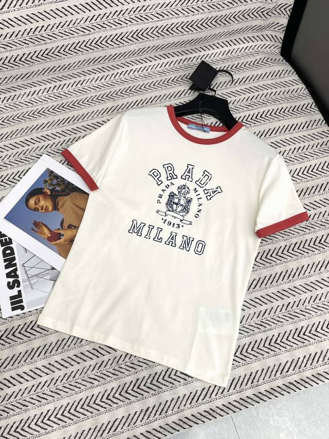 25Ss New style for early spring Prada colorblock collar design logo print logo l