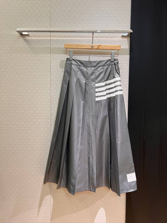 New arrival nylon four-bar pleated long skirt classic red, white and blue ribbon