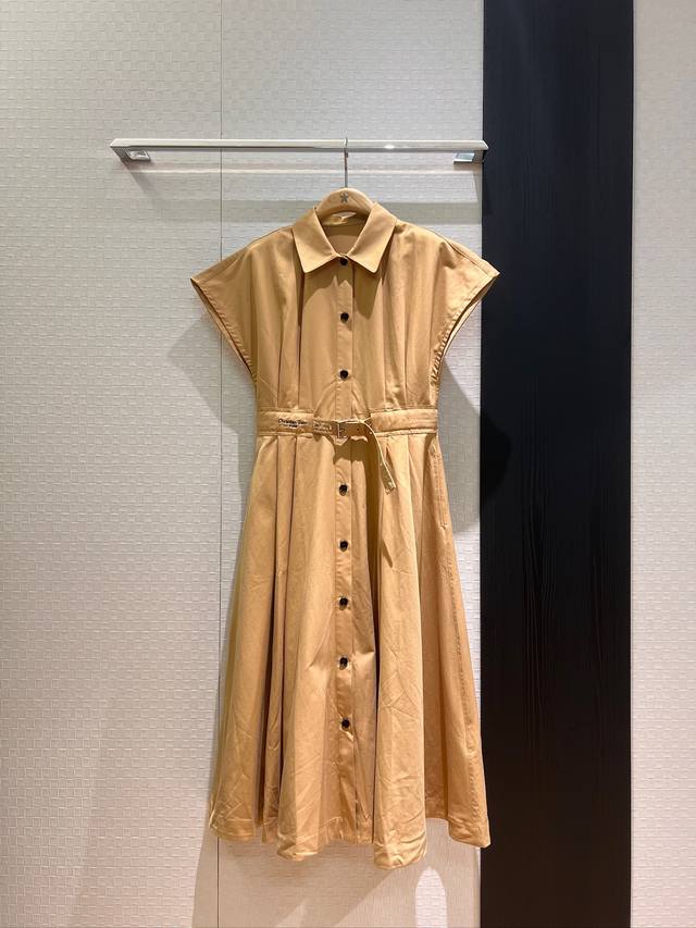 New style lapel drop shoulder dress long skirt embroidered Cd letter logo pleate