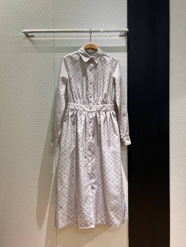 New gradient classic old flower gray long-sleeved dress shirt long skirt three-d