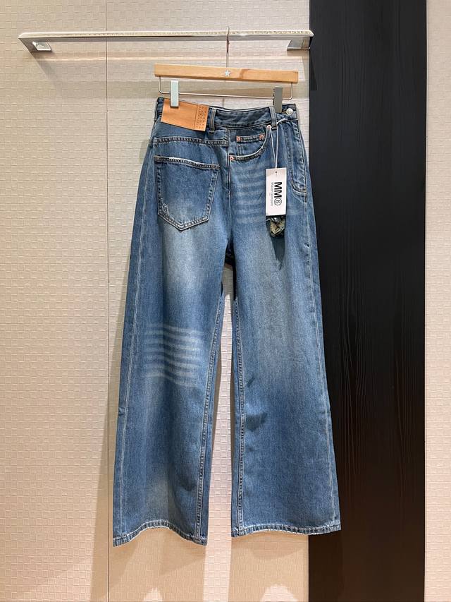 New Mm6 Margiela flip design straight jeans wide-leg floor-length pants position