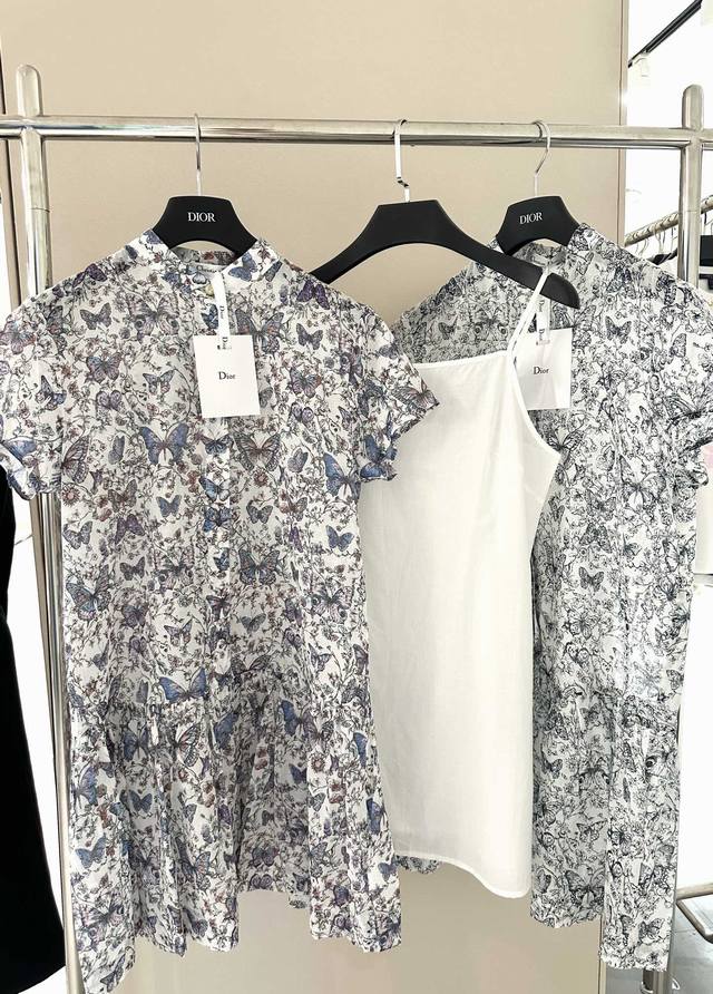 Dio colorful butterfly print cotton short-sleeved dress The thin cotton material