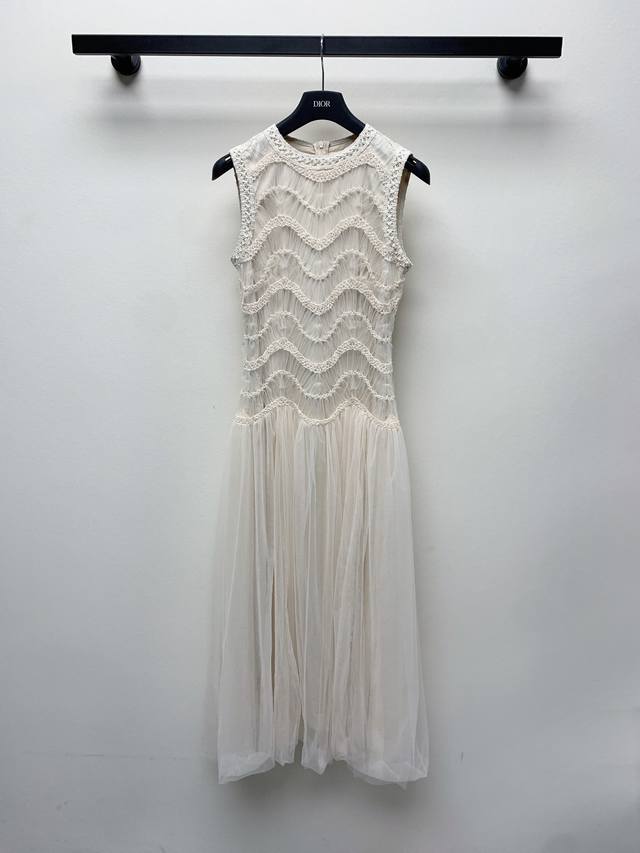 Spring and summer new gentle fairy wave texture mesh dress Sml